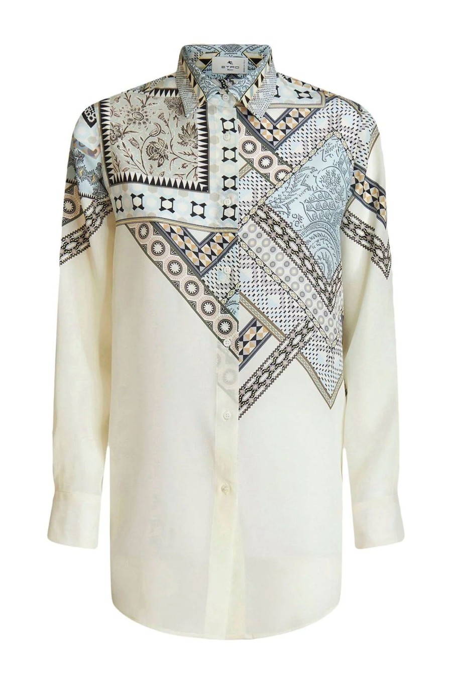 Women ETRO Tops | Pouch Print Silk Shirt Cream Multi