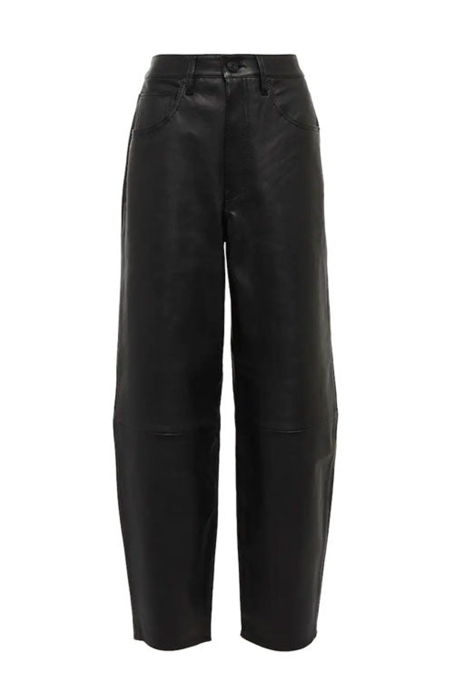 Women FRAME Pants | High Rise Barrel Leather Pant Noir