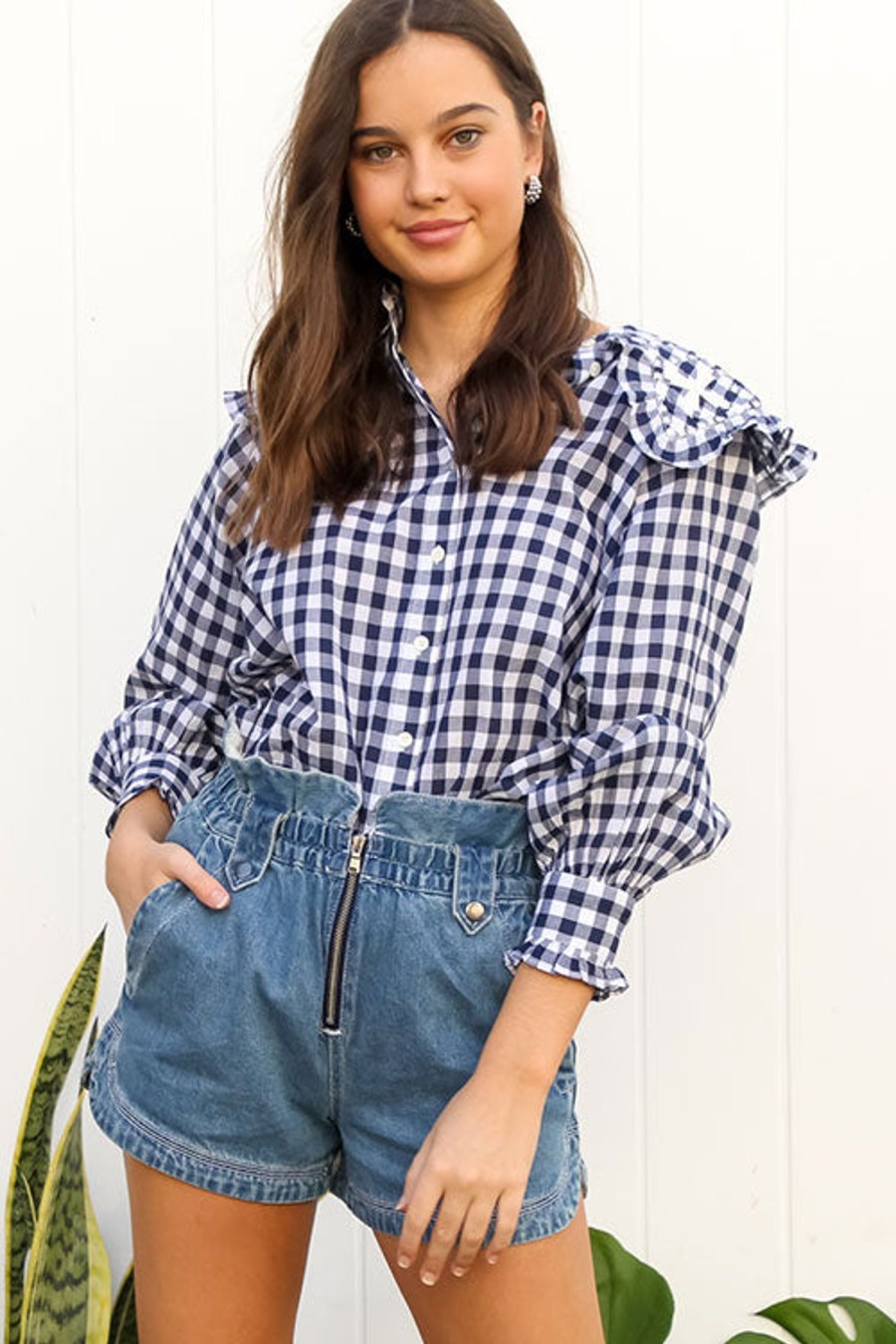 Women SEA Tops | Gina Gingham L/Slv Blouse Multi