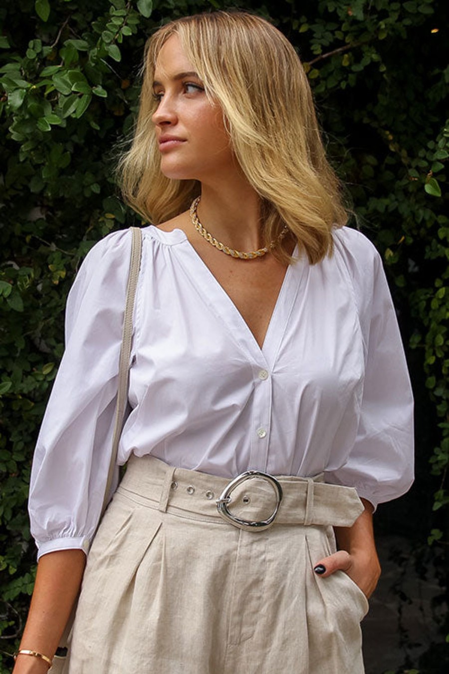 Women STAUD Tops | New Dill Top White