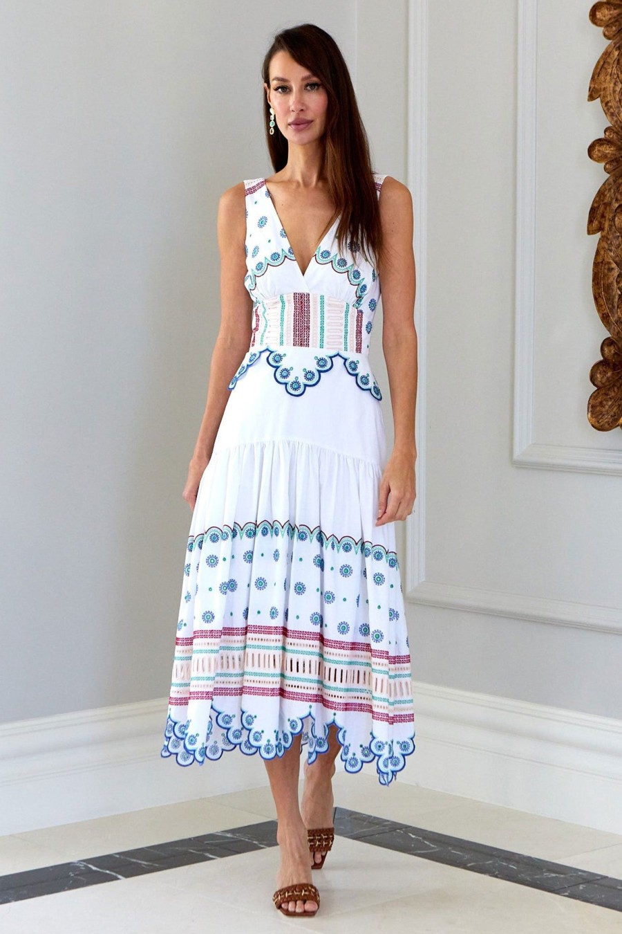 Women SILVIA TCHERASSI Dresses | Biset Dress White Multi