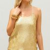 Women TIBI Tops | Eclair Sequin Cami Top Gold