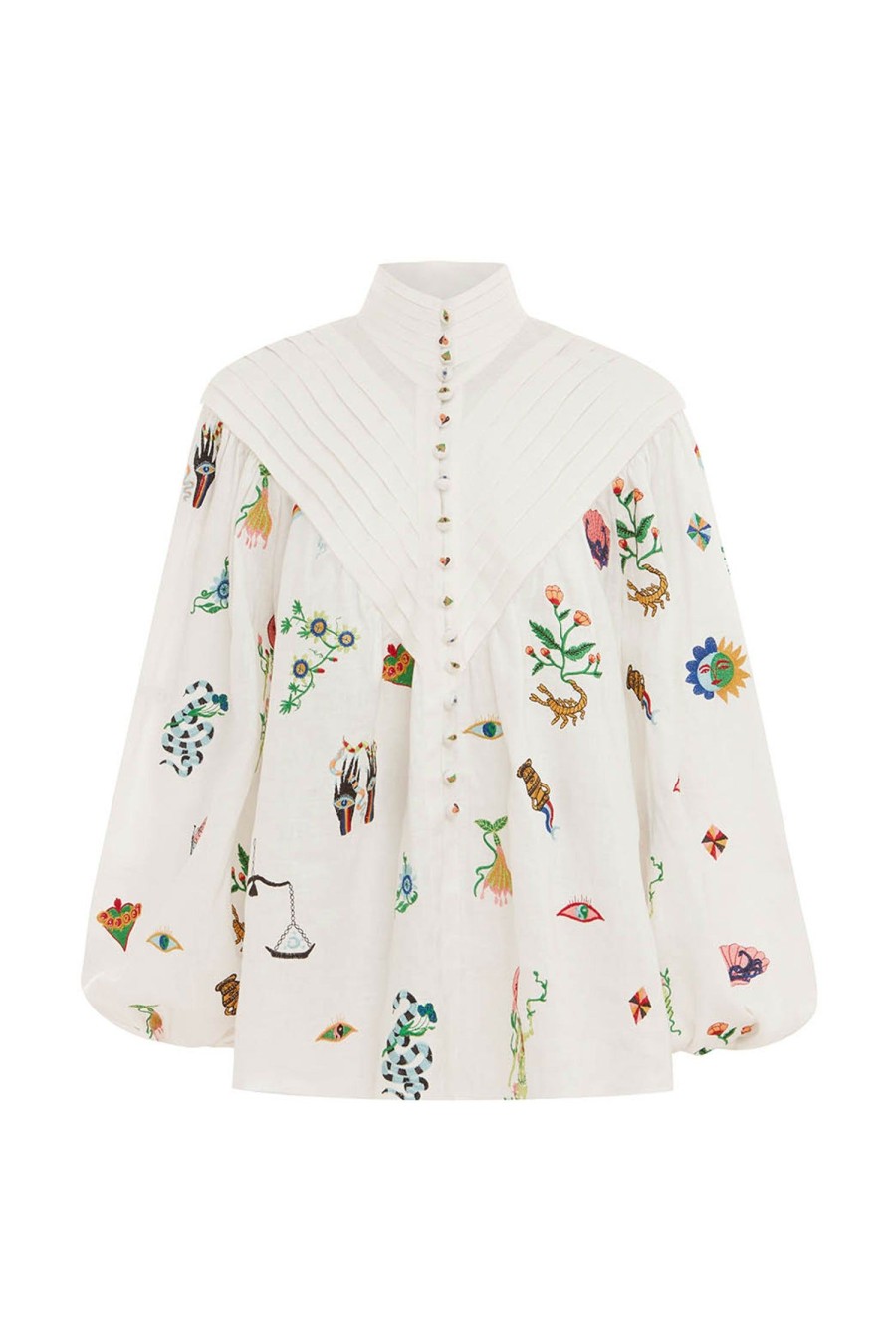 Women ALEMAIS Tops | Atticus Embroidered Shirt Cream