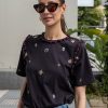 Women SEA Tops | Maja Embroidery T-Shirt Black