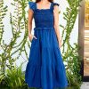 Women SEA Dresses | Simona Smocked Dress Blue