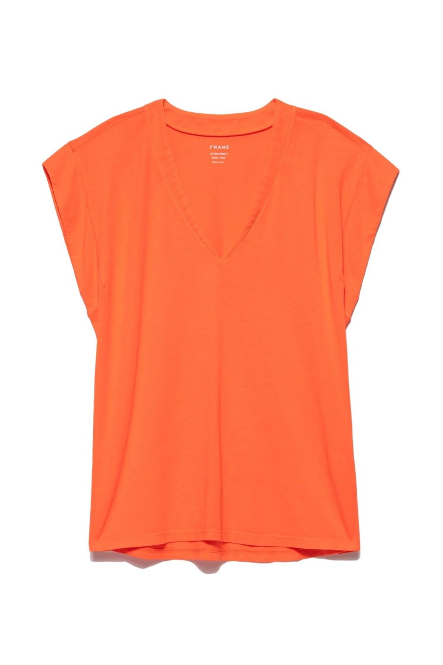 Women FRAME Tops | Le Mid Rise V Tee Tangerine