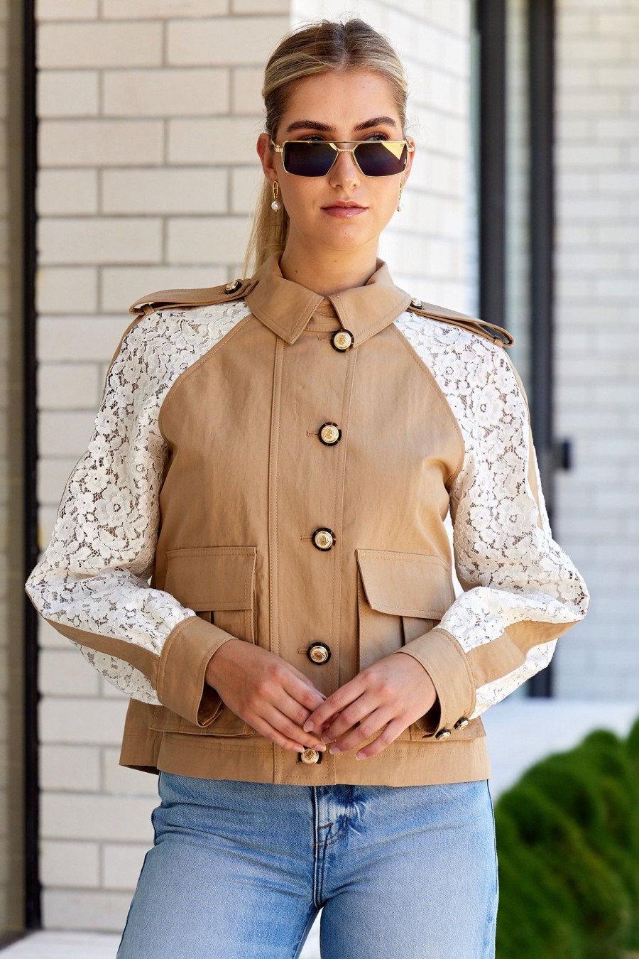 Women VERONICA BEARD Jackets | Oda Dickey Jacket Khaki