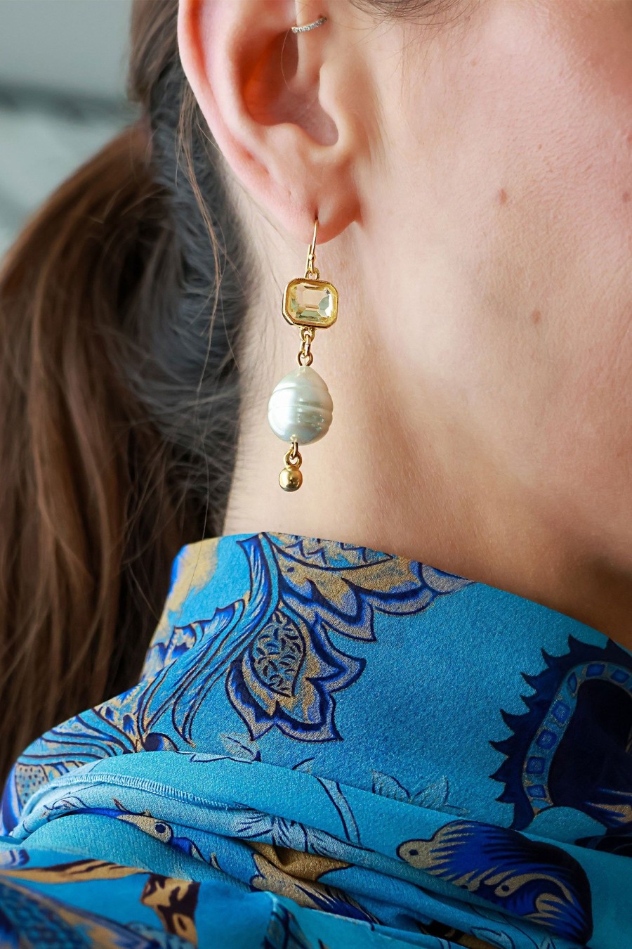 Women Ben-Amun Earrings | Crystal Pearl Drop Topaz