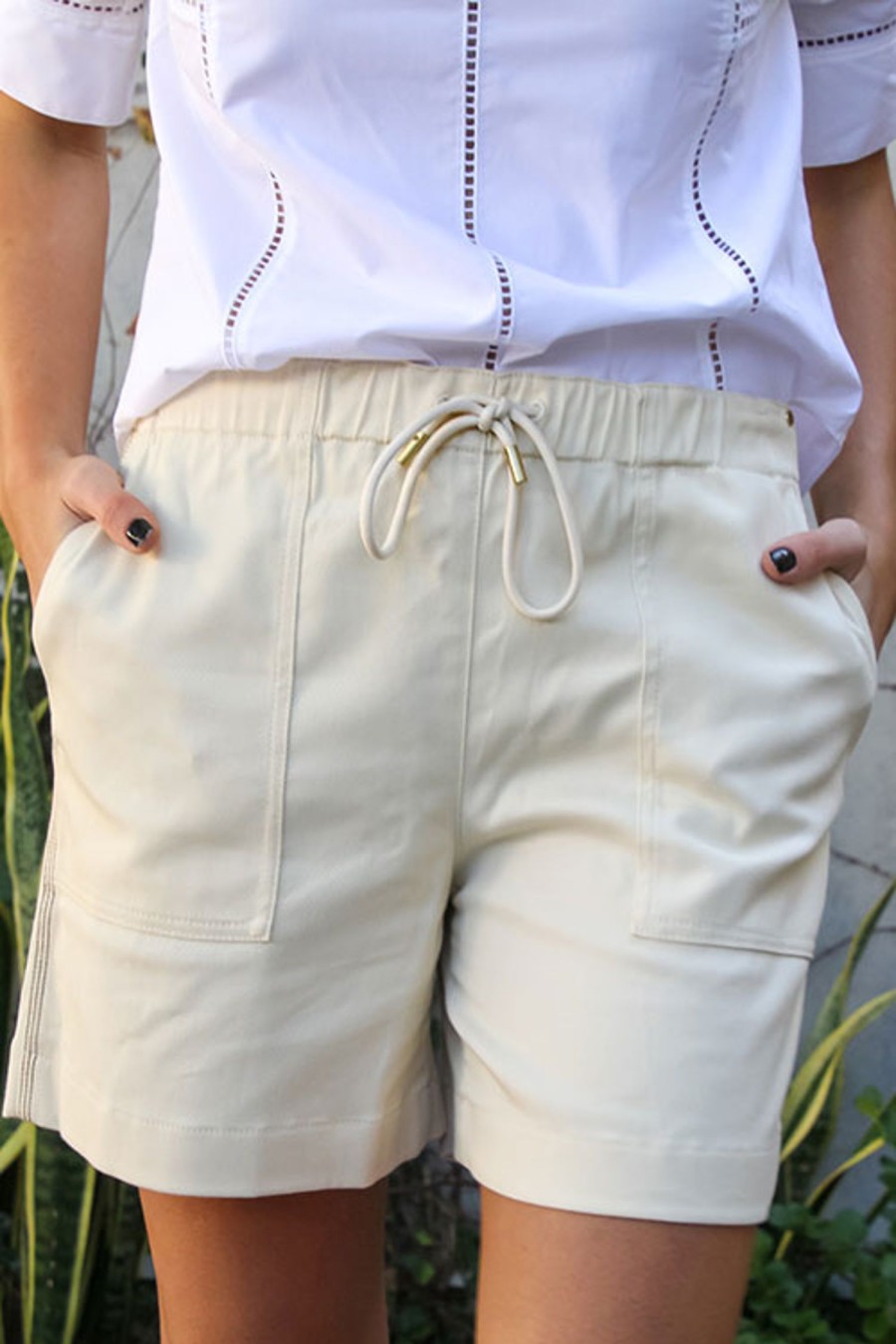 Women THEORY Shorts | Drawcord Short Ecru