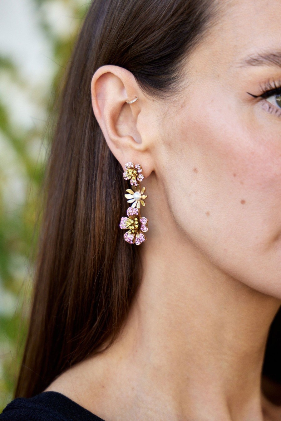 Women OSCAR DE LA RENTA Earrings | Dotted Petal Chandelier Earring Pink Multi