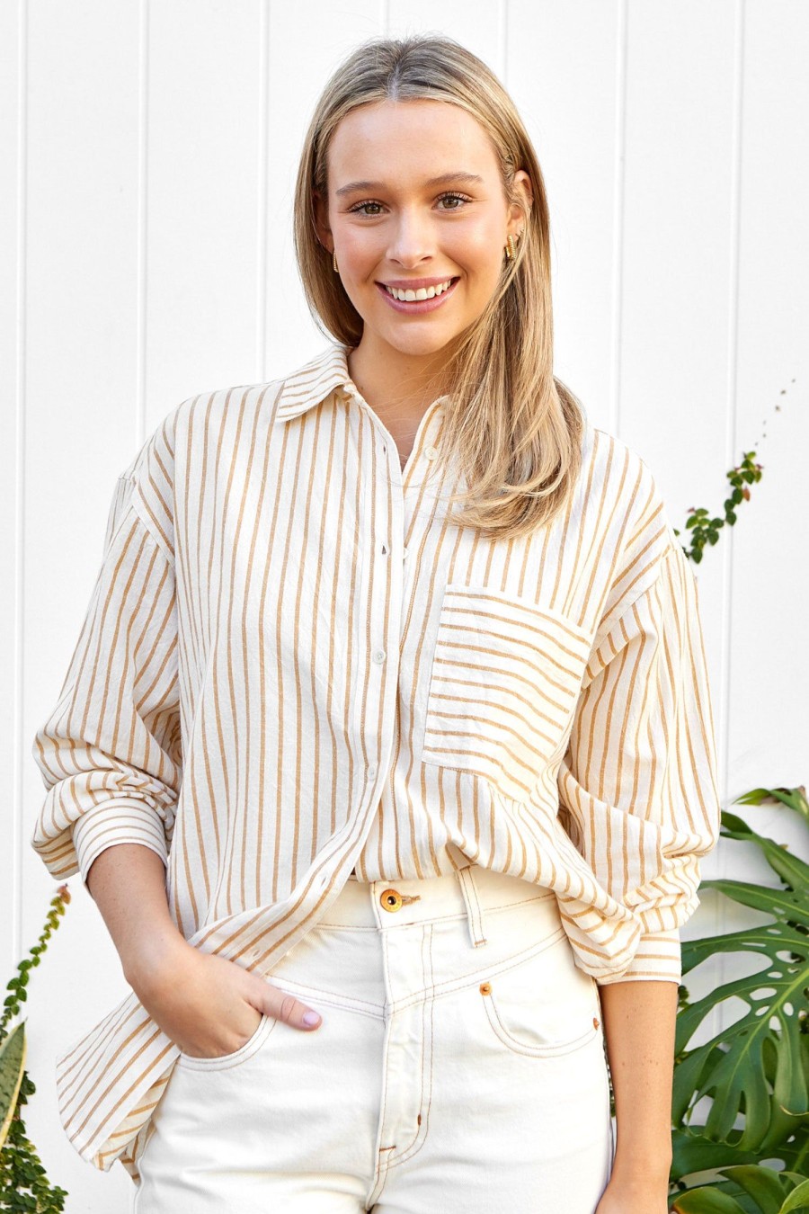 Women APIECE APART Tops | Oversized Button Down Shirt Natural