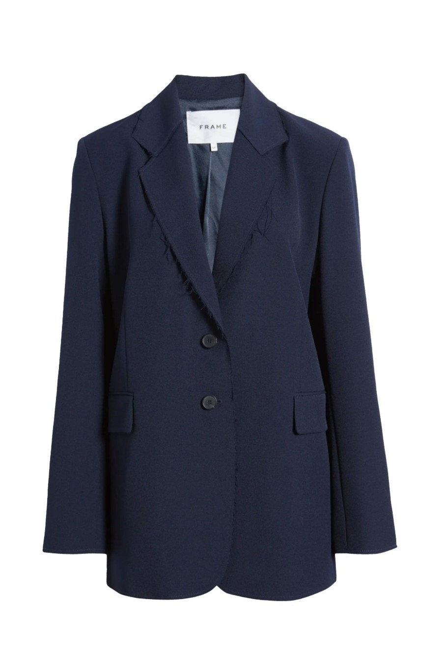 Women FRAME Jackets | Oversized Raw Edge Blazer Navy