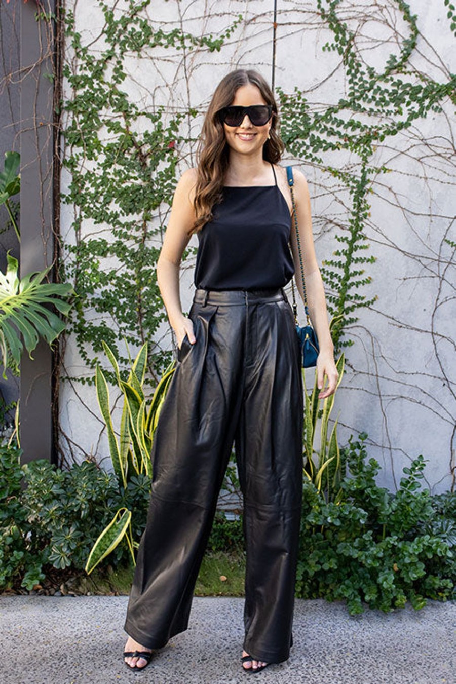 Women TIBI Pants | Leather Stella Pant Black