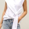 Women TIBI Tops | Punto Milano Draped T-Shirt White