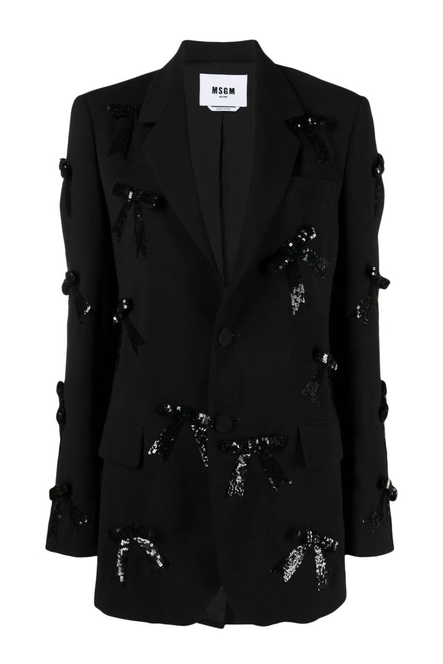 Women MSGM Jackets | Bow Detail Blazer Black