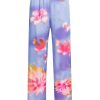 Women MSGM Pants | Floral Print Pants Purple