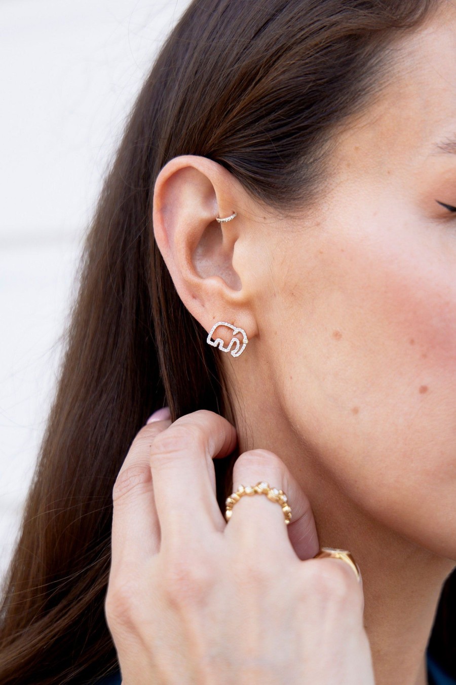 Women YVONNE LEON Earrings | Diamond Elephant Earrings Gold