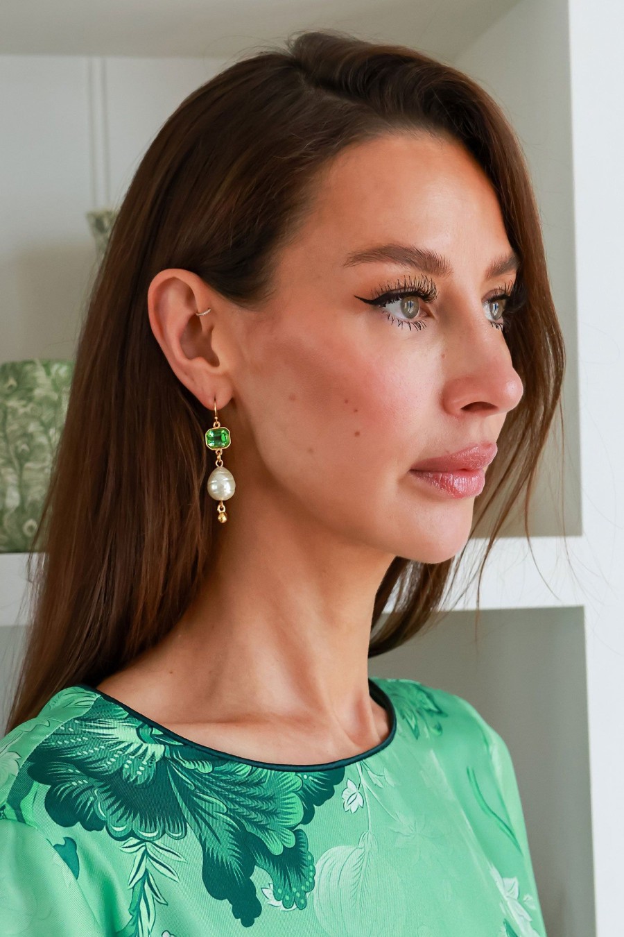 Women Ben-Amun Earrings | Crystal Pearl Drop Green