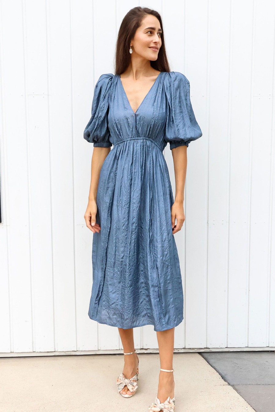 Women SEA Dresses | Roberta Silk L/Slv Dress Navy