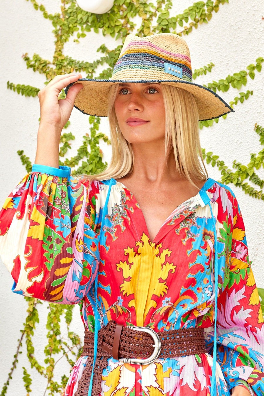 Women ETRO Hats | Woven Stripe Sun Hat Natural