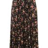 Women MSGM Skirts | Floral Pleated Midi Skirt Black Multi