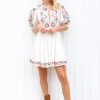 Women SEA Dresses | Alicia Embroidery S/Slv Dress Cream