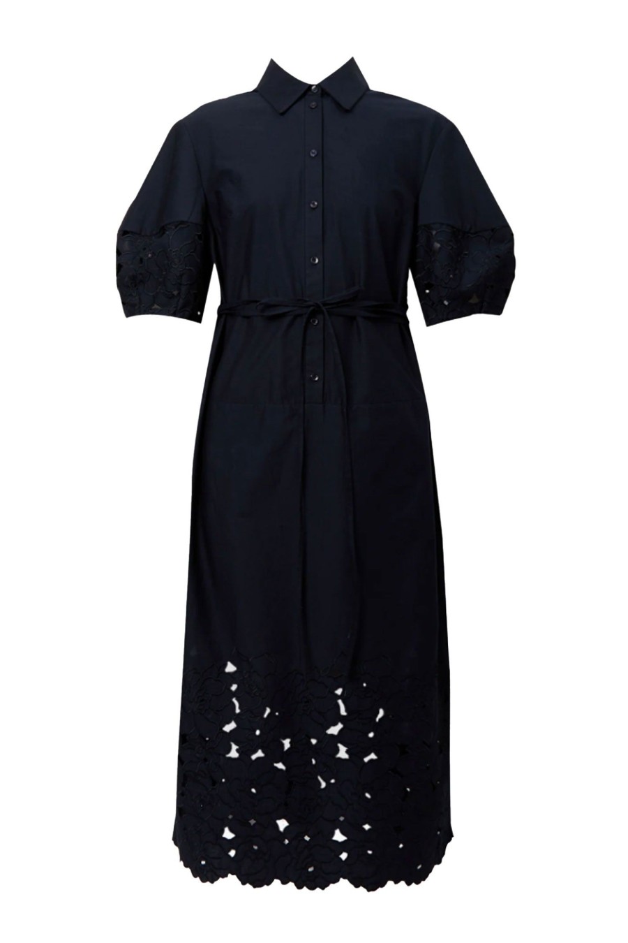 Women ERDEM Dresses | Cutwork Midi Shirt Dress Navy