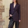 Women TIBI Jackets | Tropical Wool Max Blazer Brown