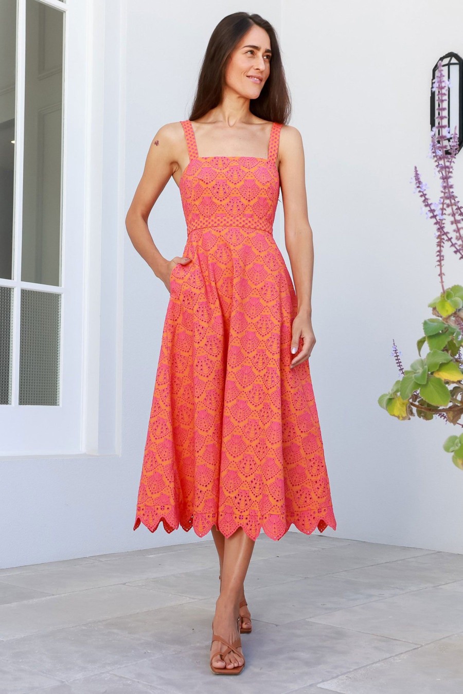 Women SALONI Dresses | Aubrey Dress Orange/Pink