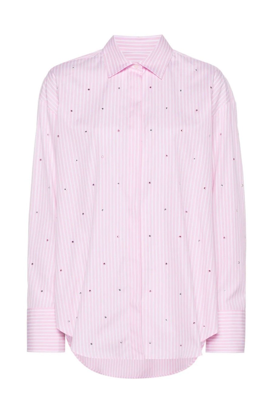 Women MSGM Tops | Rhinestone Embellished Shirt Pink