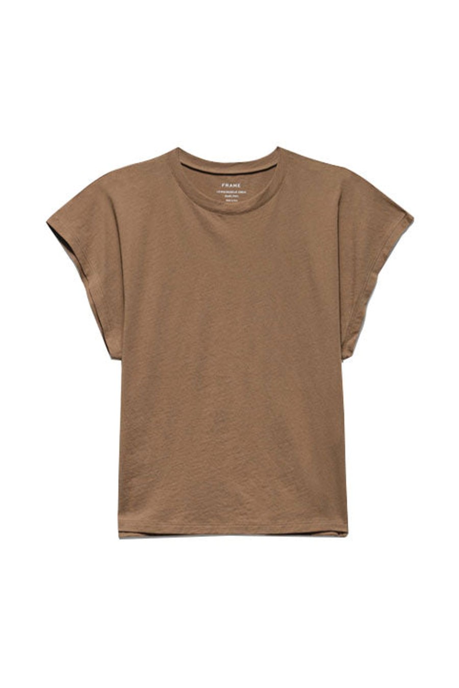 Women FRAME Tops | Le Mid Muscle Crew Camel