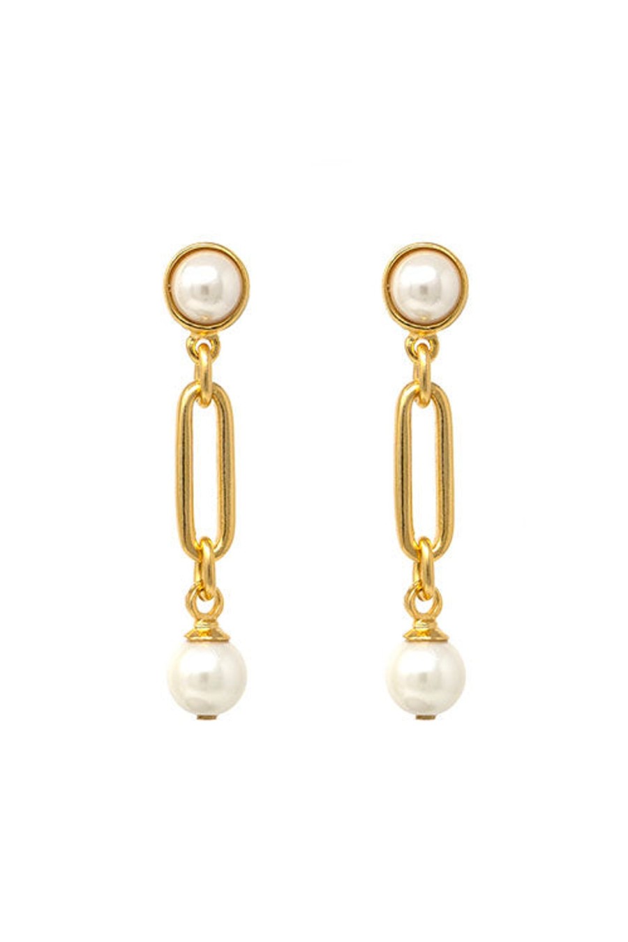 Women Ben-Amun Earrings | Link Pearl Drop Earring Gold