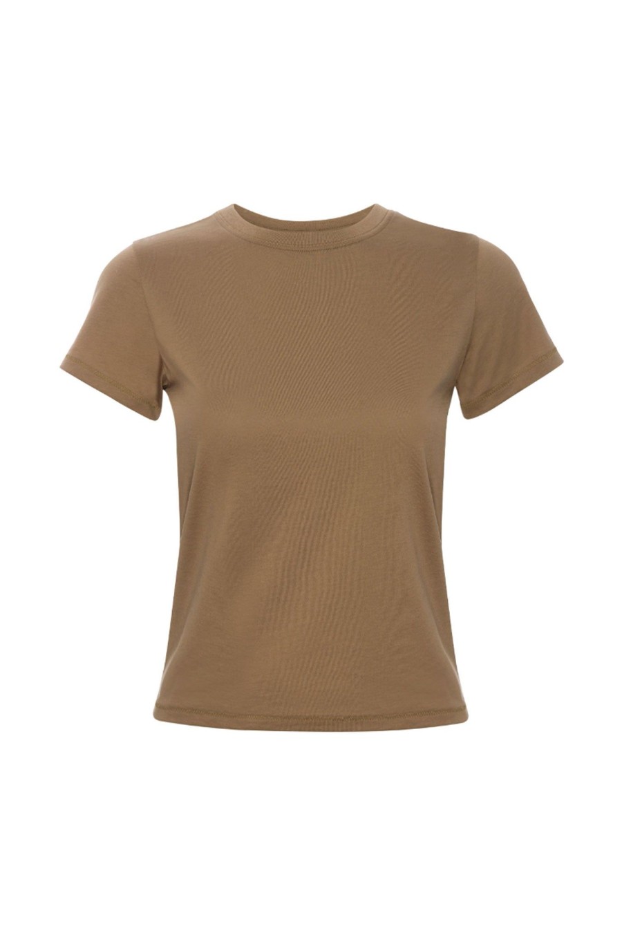 Women FRAME Tops | Fitted Crew Tee Tobacco