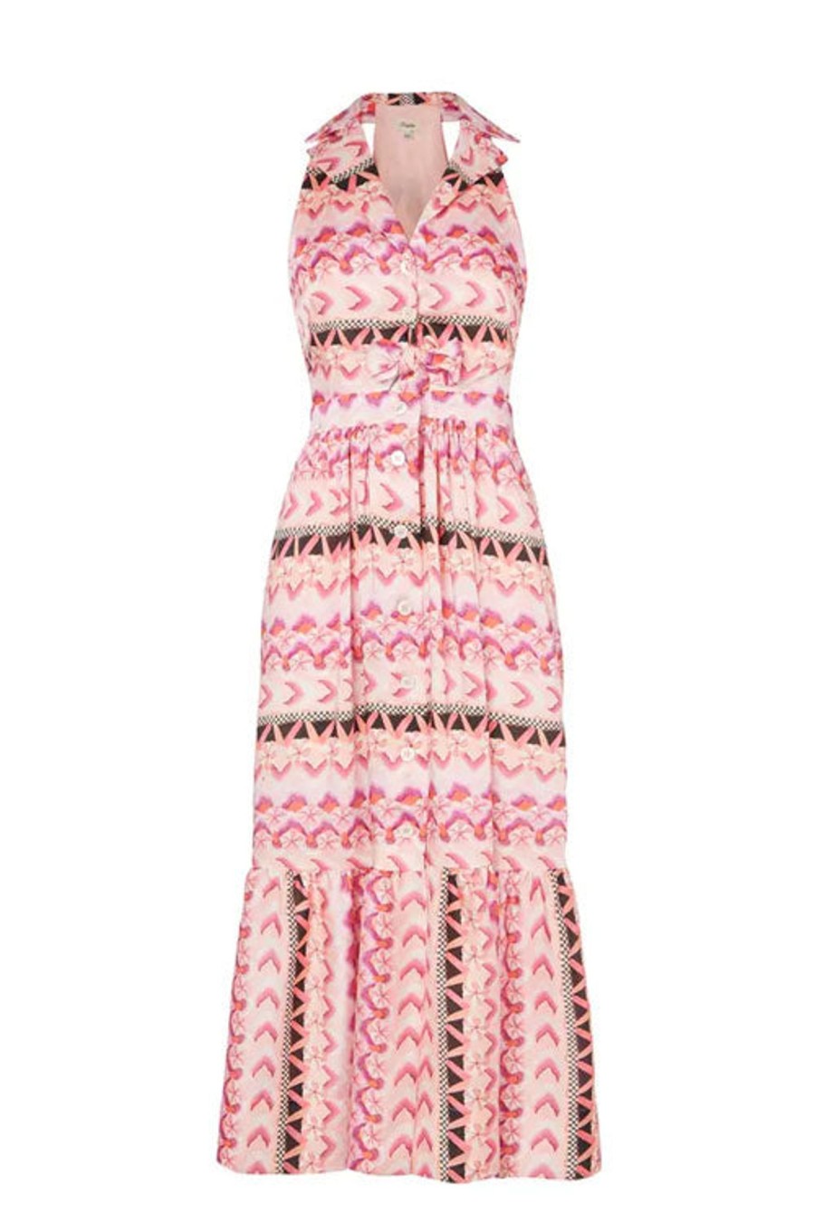 Women TEMPERLEY LONDON Dresses | Phlox Print Halter Neck Dress Pink Multi