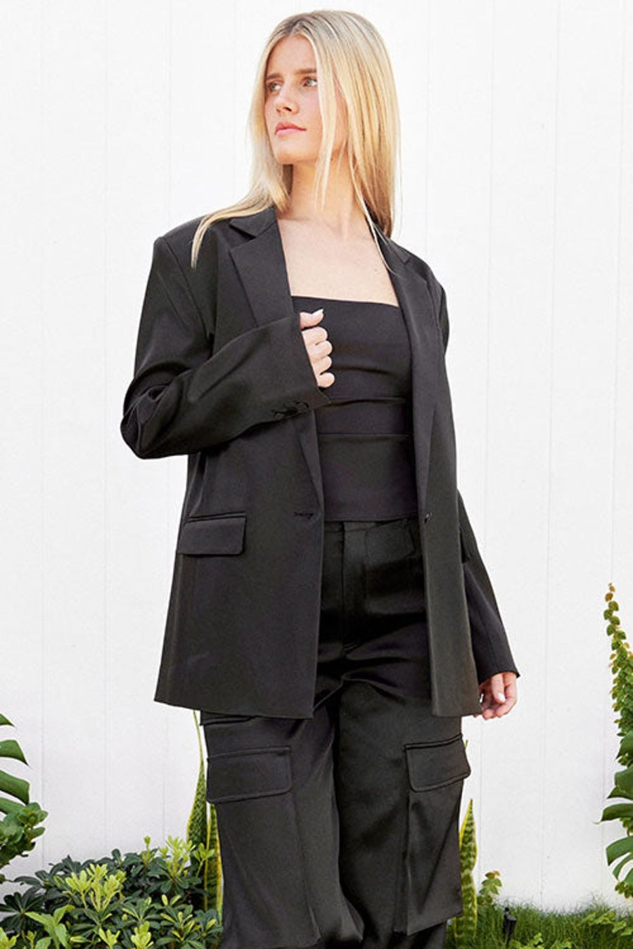 Women FRAME Jackets | Strong Shoulder Blazer Noir