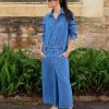 Women TIBI Dresses | Washed Denim Shirtdress Blue