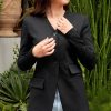 Women TIBI Jackets | Compact Fitted Blazer Black