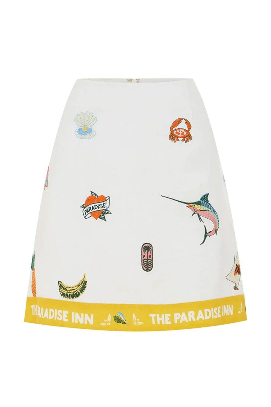 Women ALEMAIS Skirts | Blue Marlin Embroidered Skirt Cream