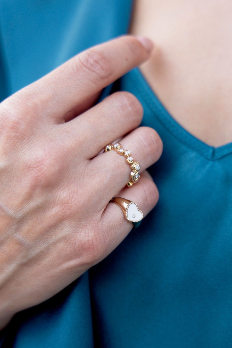 Women YVONNE LEON Rings | Mini Heart Signet Ring Mother Of Pearl