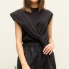 Women TIBI Tops | Punto Milano Draped T-Shirt Black