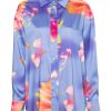 Women MSGM Tops | Floral Print Shirt Purple