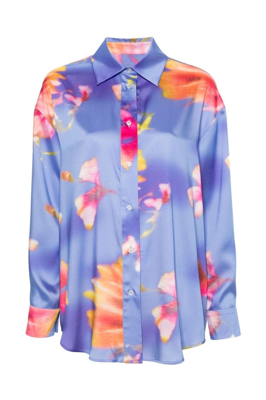 Women MSGM Tops | Floral Print Shirt Purple