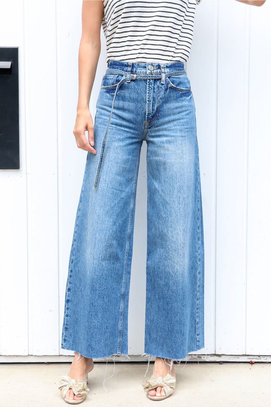 Women FRAME Pants | High Rise Baggy Pant Raw After Mykonos