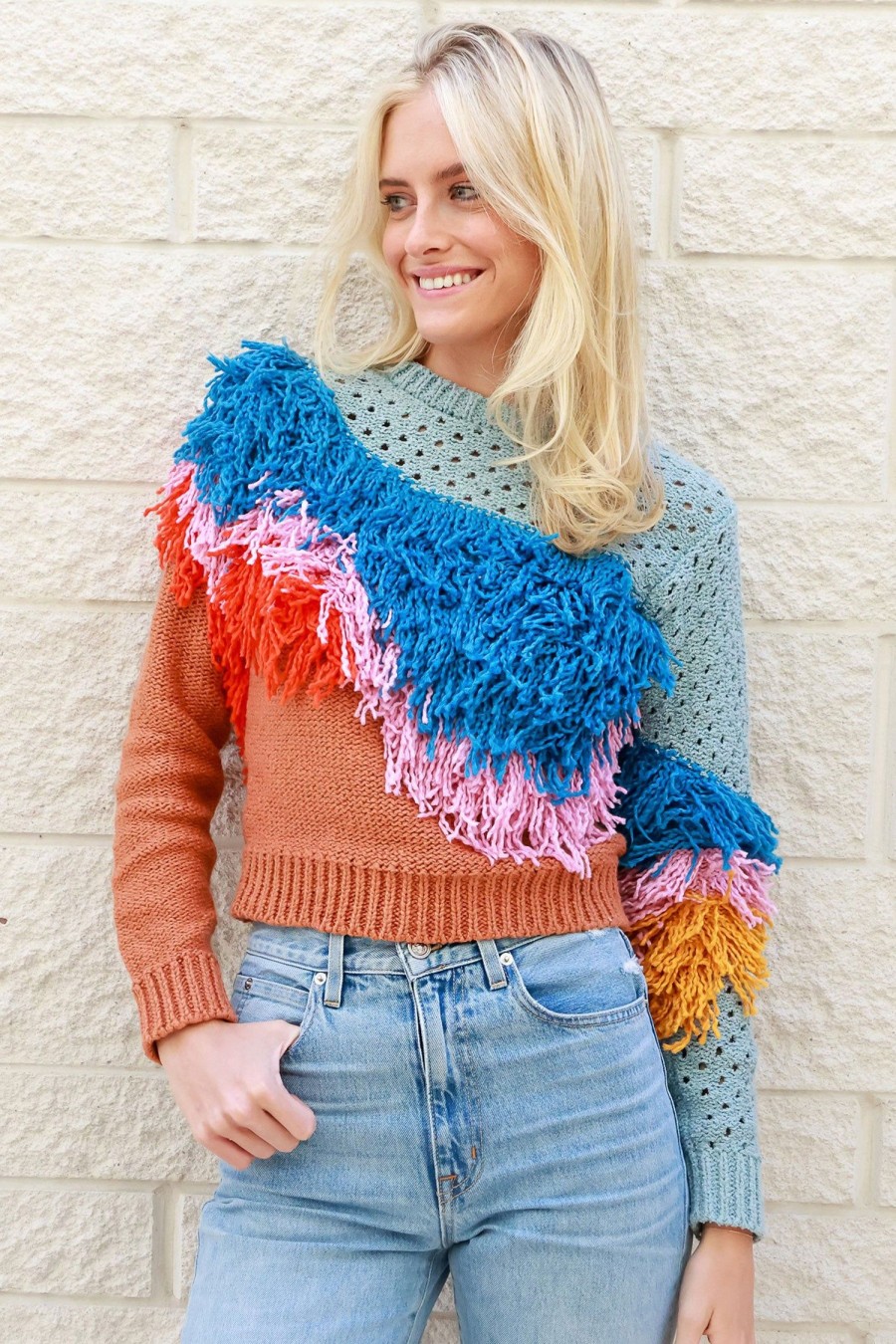 Women LINGUA FRANCA Knitwear | Wave Fringe Pullover Multi