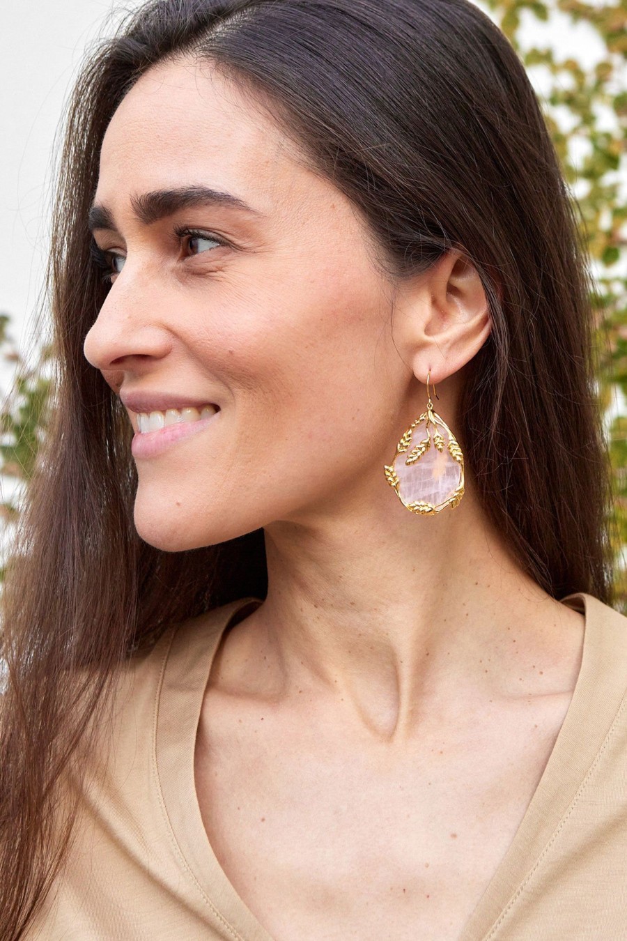 Women AURELIE BIDERMANN Earrings | Francoise Pendant Earrings Quartz Rose