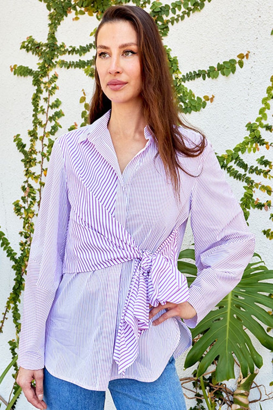 Women SILVIA TCHERASSI Tops | Christine Blouse Purple Stripe