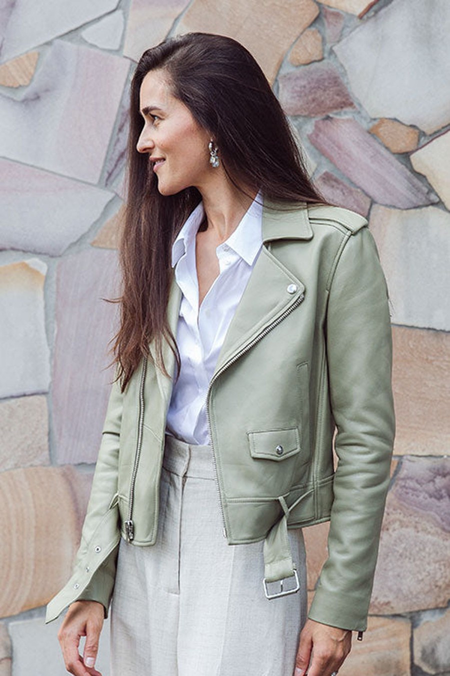 Women THEORY Jackets | Casual Moto Jacket Sage