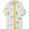 Women ALEMAIS Tops | Blue Marlin Embroidered Shirt Cream