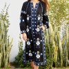 Women SEA Dresses | Shaina Embroidery L/Slv Dress Black