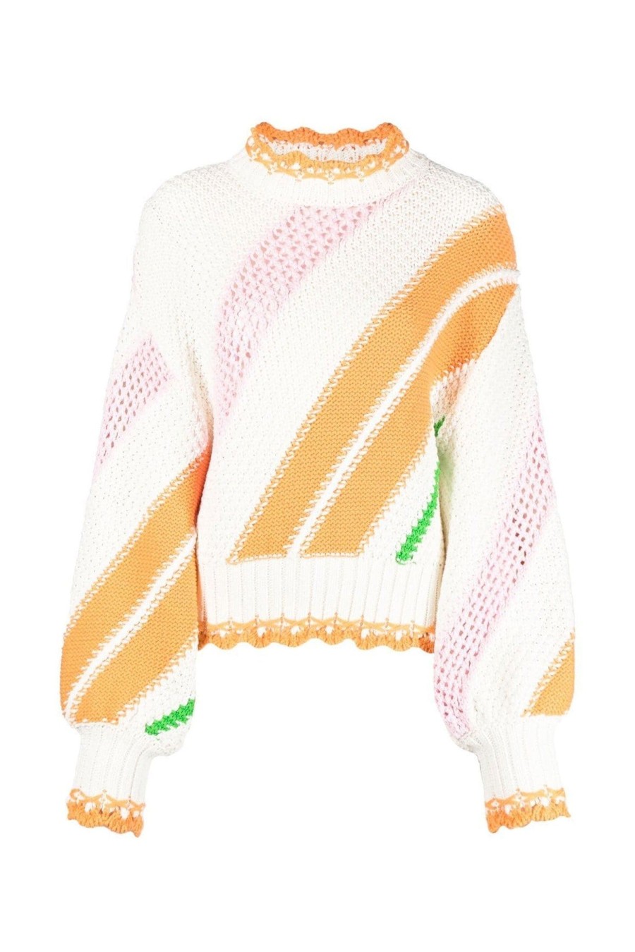 Women MSGM Knitwear | Chunky Knitted Jumper White Multi